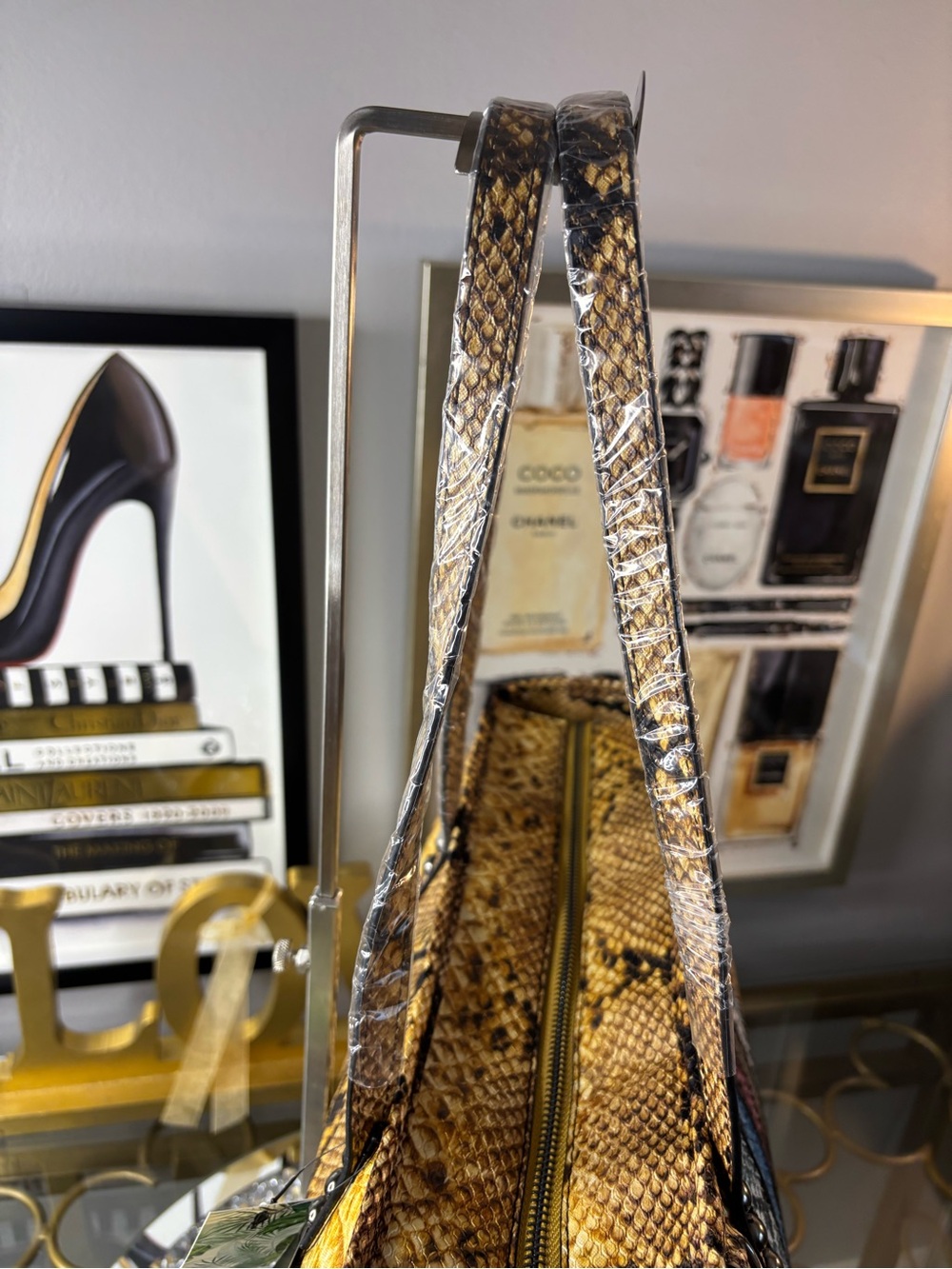 Badgley Mischka snakeskin Studio large tote NWT - Picture 9 of 13